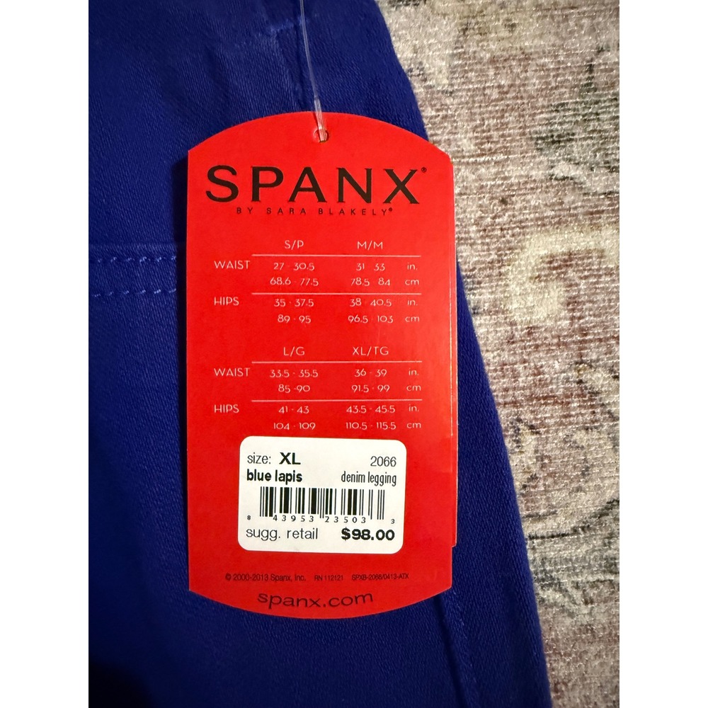 Spanx Denim Leggings Blue Lapis High Waisted Skinny Jeans XL 2066‎ NEW - Picture 2 of 10
